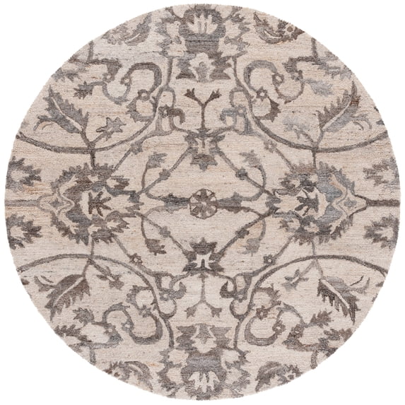 SAFAVIEH Anatolia Jamaar Floral Area Rug, Ivory/Brown, 6' x 6' Round