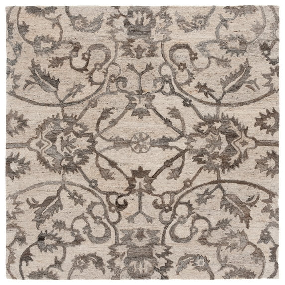 SAFAVIEH Anatolia Jamaar Floral Area Rug, Ivory/Brown, 6' x 6' Square
