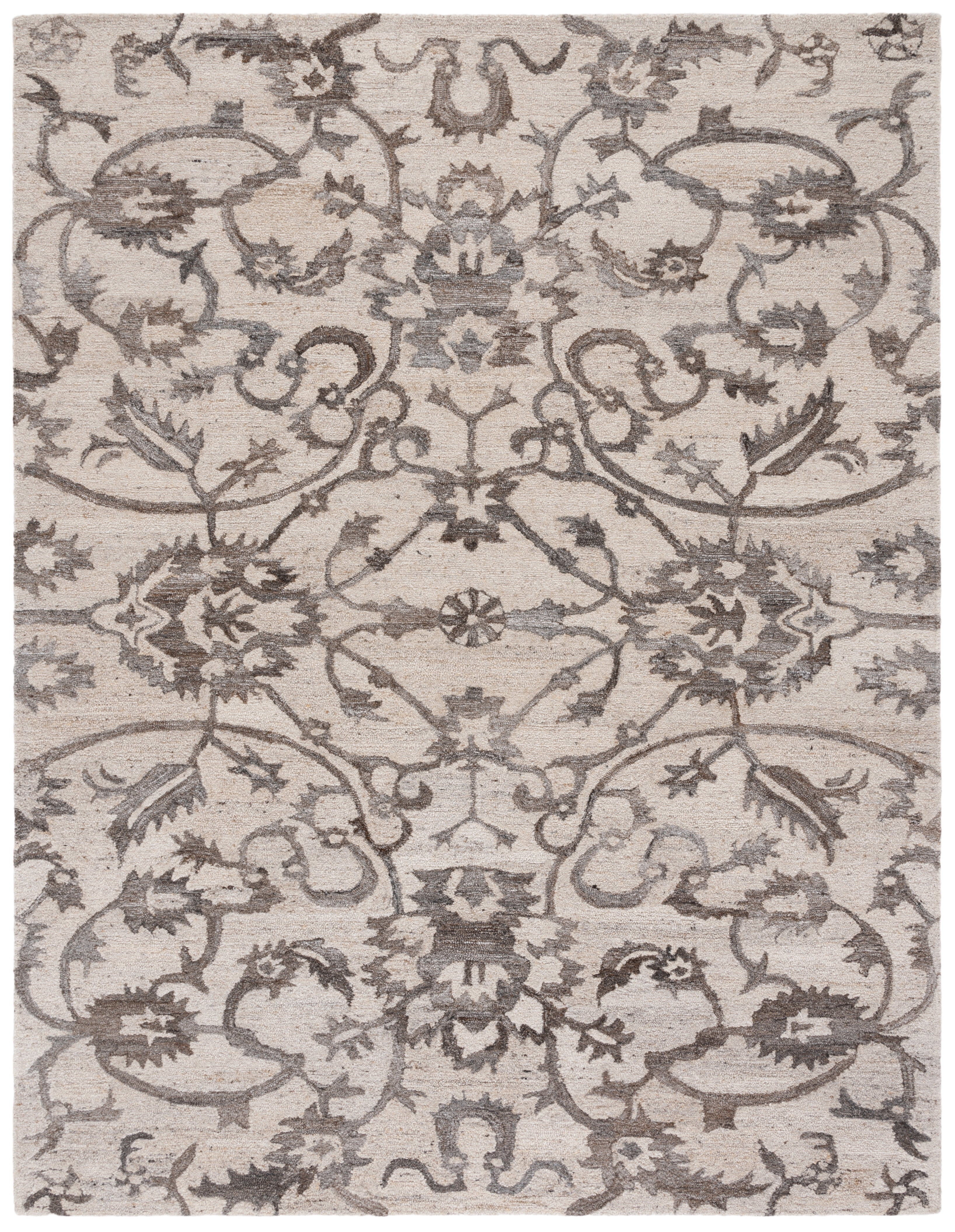 Anatolia Ivory and Brown Hand-Tufted Wool Area Rug, 8' x 10'