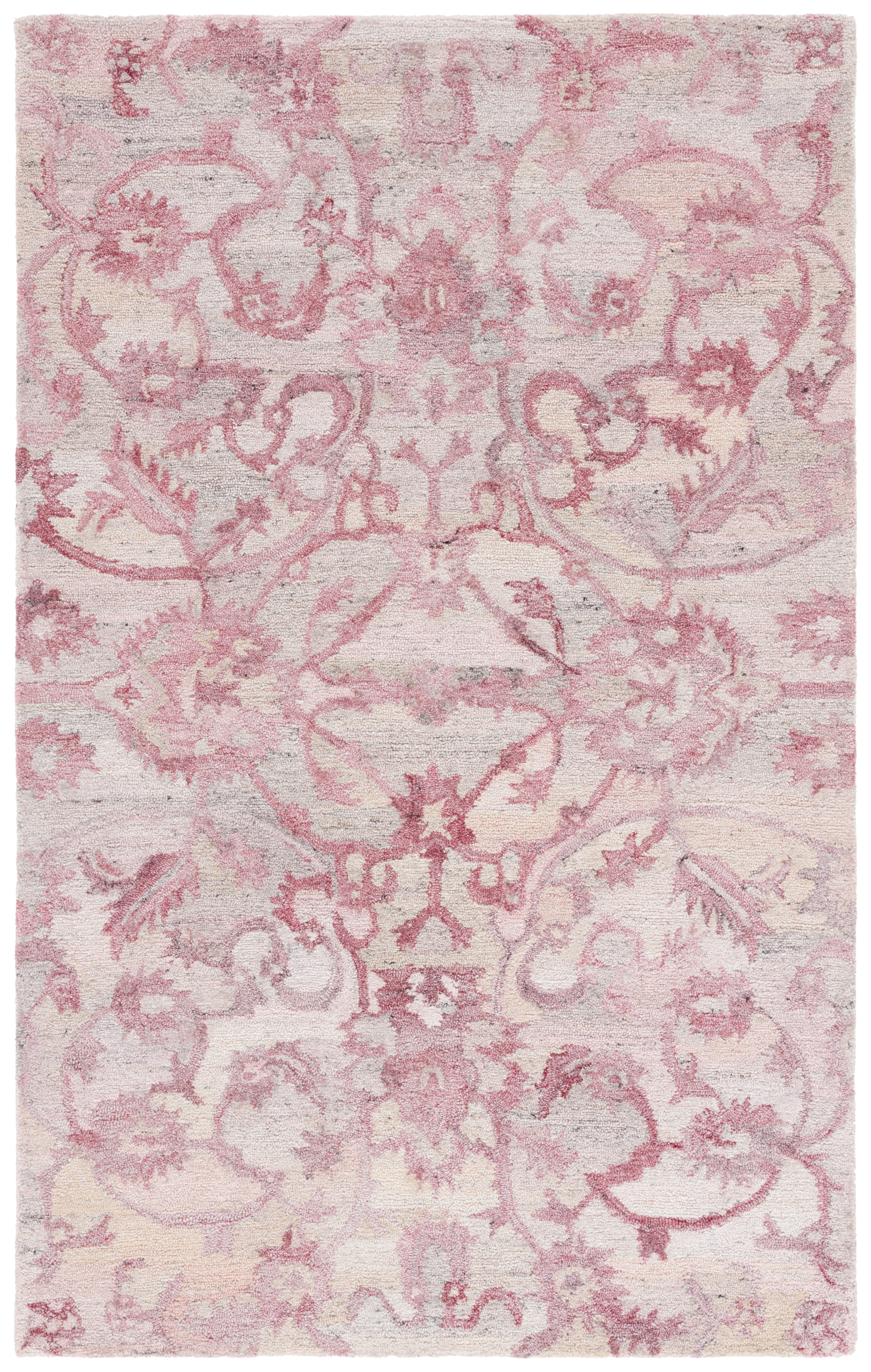 Hand-Tufted Light Pink Wool and Synthetic 3' x 5' Area Rug