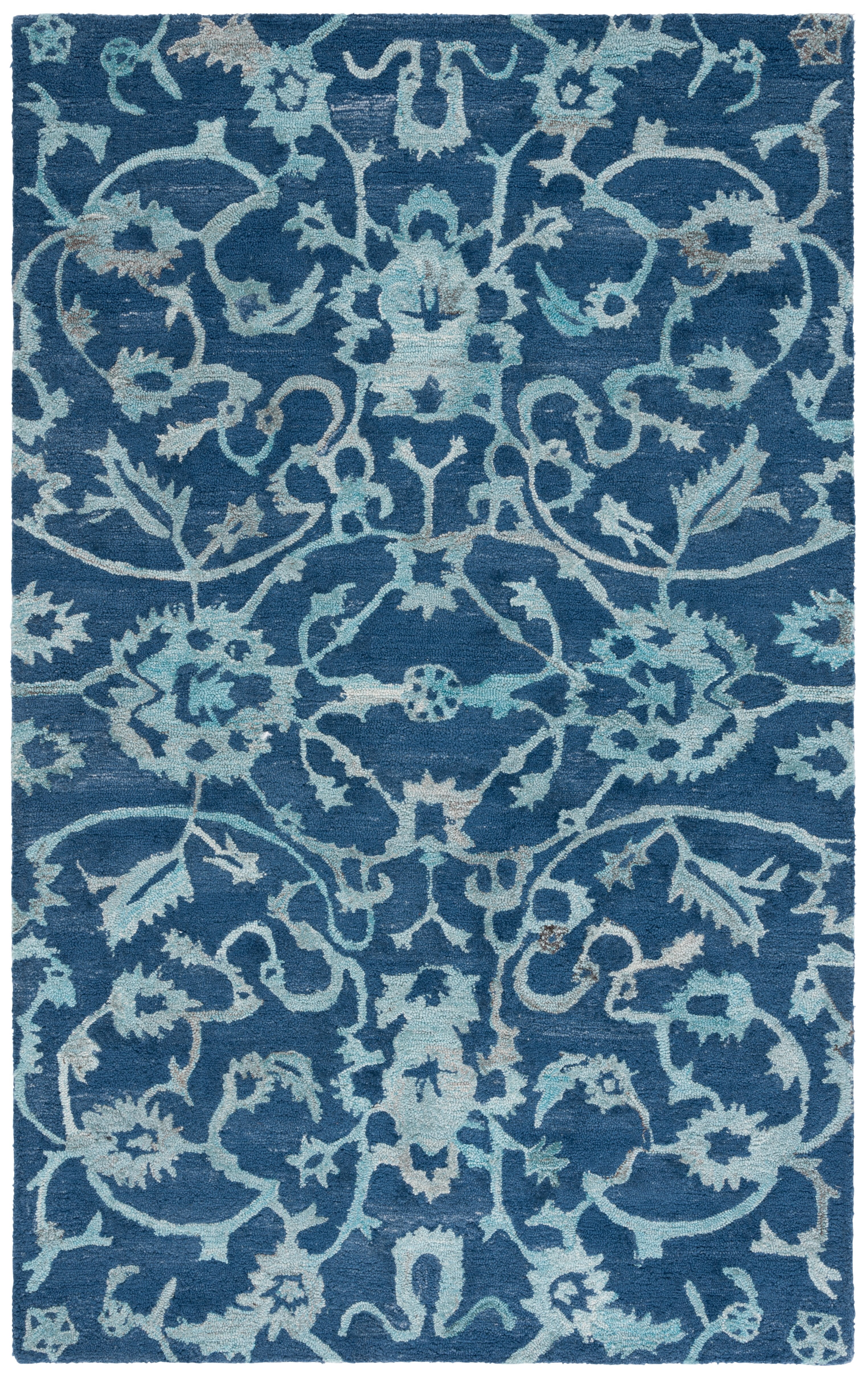 Handmade Navy Wool Tufted Rectangular Area Rug, 3' x 5'