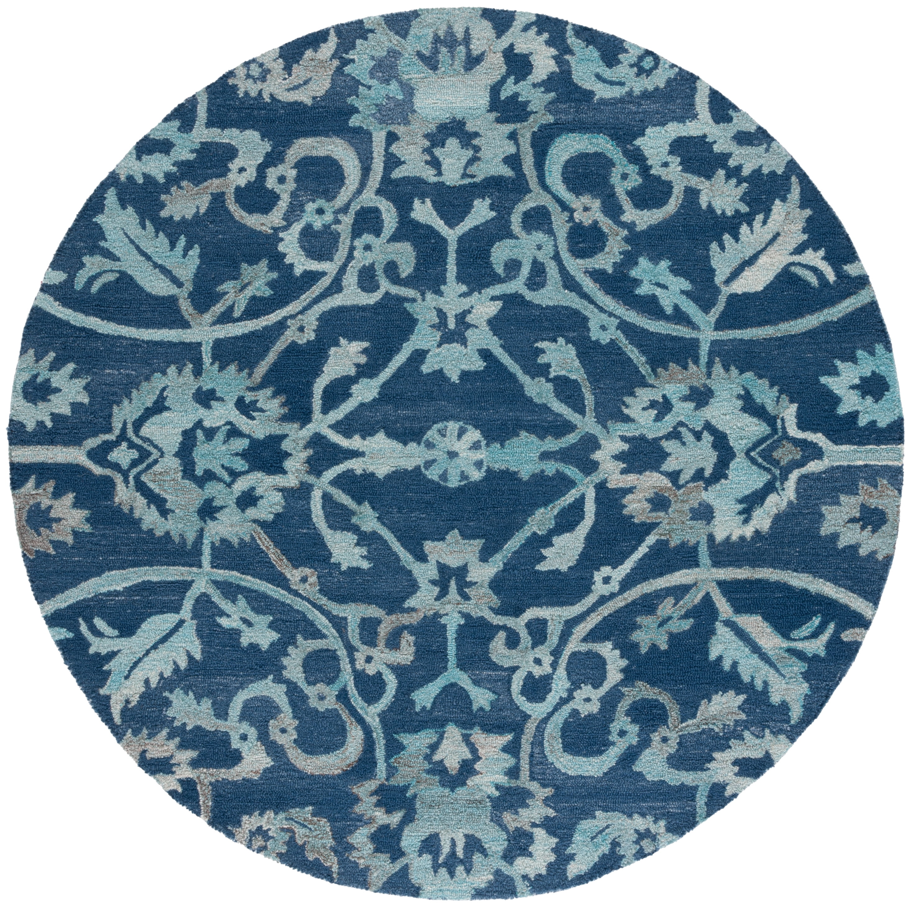 SAFAVIEH Anatolia Jamaar Floral Area Rug, Navy, 6' x 6' Round