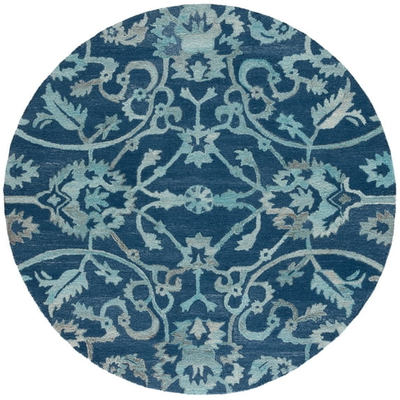 SAFAVIEH Anatolia Jamaar Floral Area Rug, Navy, 6' x 6' Round
