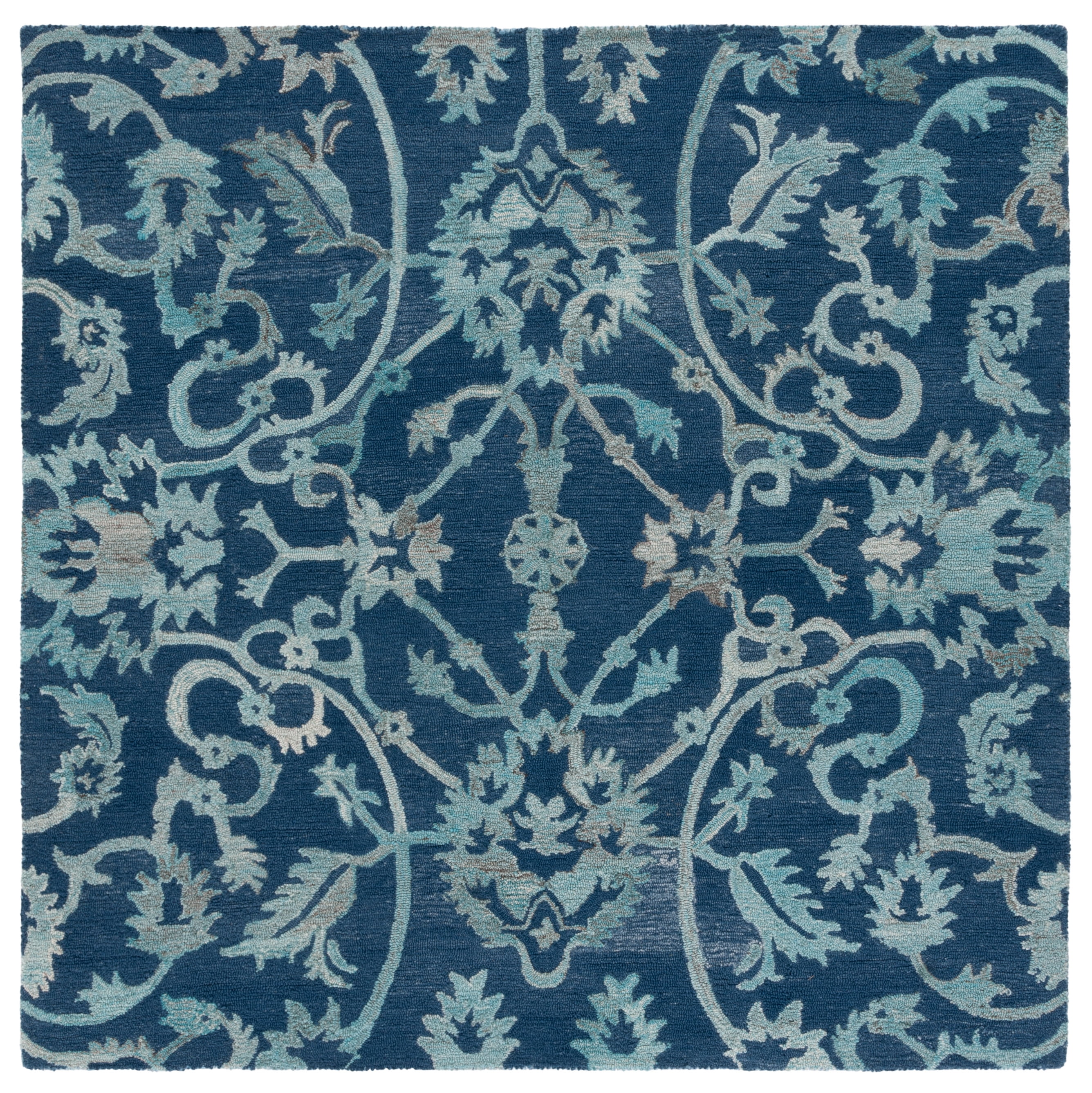 SAFAVIEH Anatolia Jamaar Floral Area Rug, Navy, 6' x 6' Square