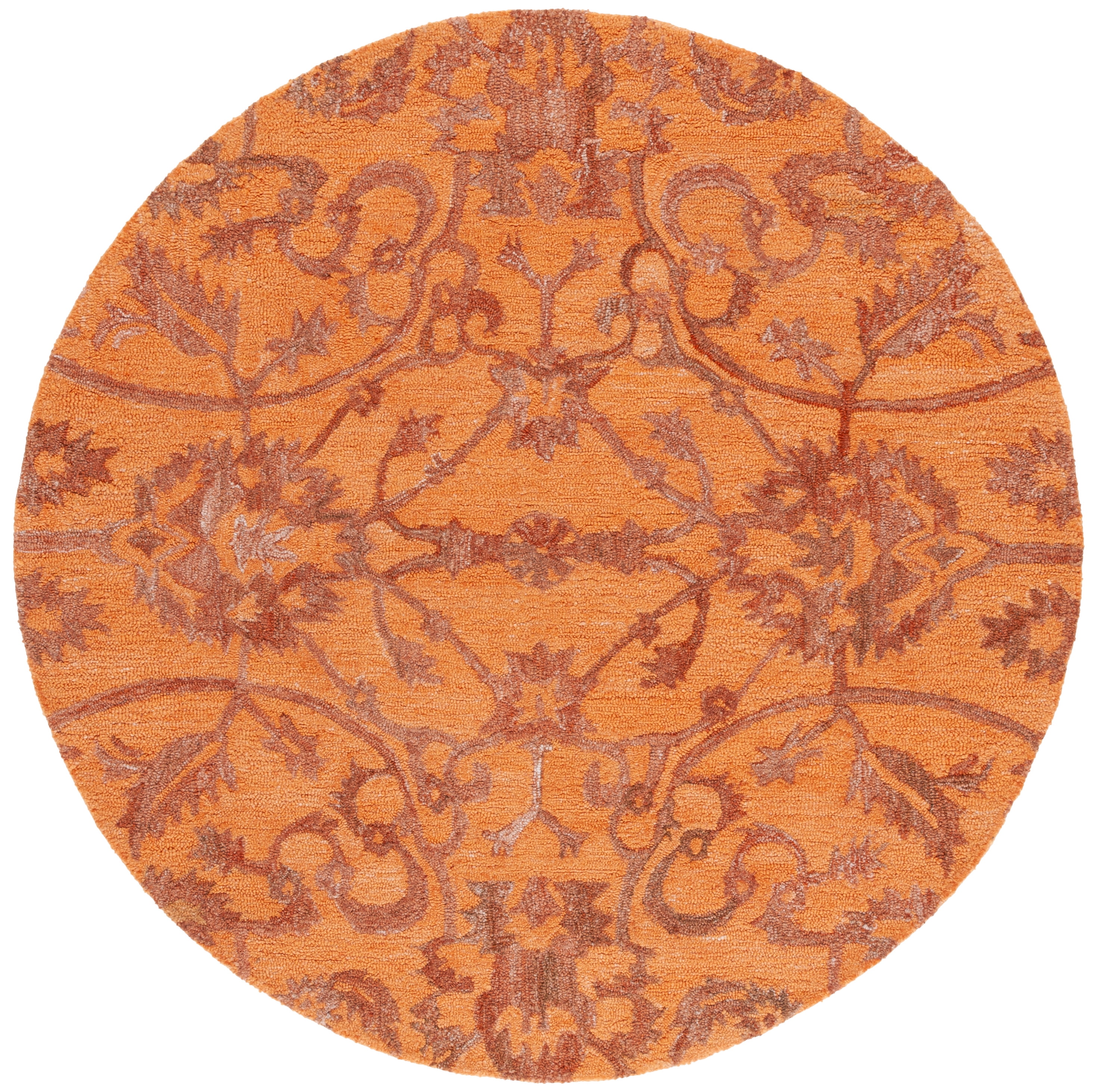SAFAVIEH Anatolia Jamaar Floral Area Rug, Rust, 6' x 6' Round