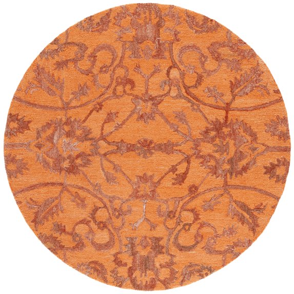 SAFAVIEH Anatolia Jamaar Floral Area Rug, Rust, 6' x 6' Round