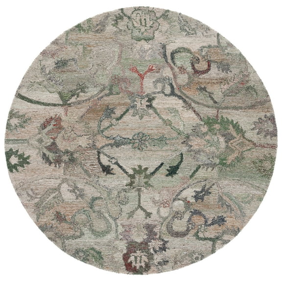 SAFAVIEH Anatolia Jamaar Floral Area Rug, Sage/Beige, 8' x 8' Round