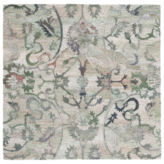 SAFAVIEH Anatolia Jamaar Floral Area Rug, Sage/Beige, 8' x 8' Square