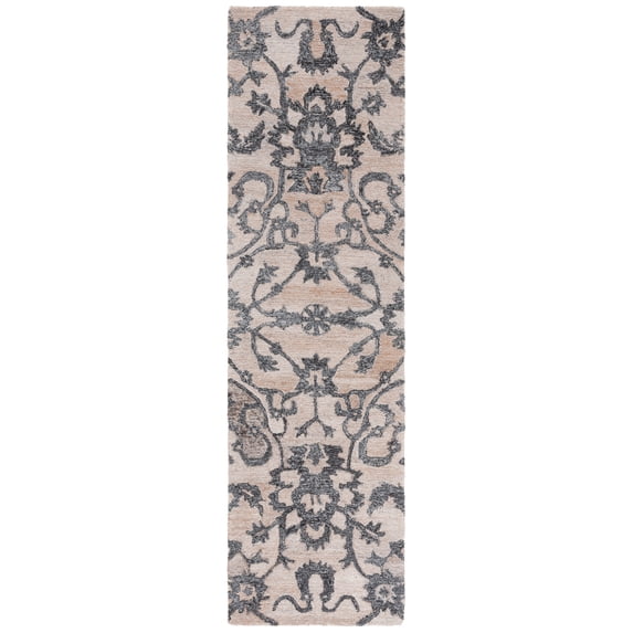 SAFAVIEH Anatolia Jamaar Floral Runner Rug, Beige/Black, 2'3" x 8'