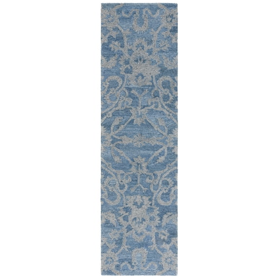 SAFAVIEH Anatolia Jamaar Floral Runner Rug, Blue/Grey, 2'3" x 8'