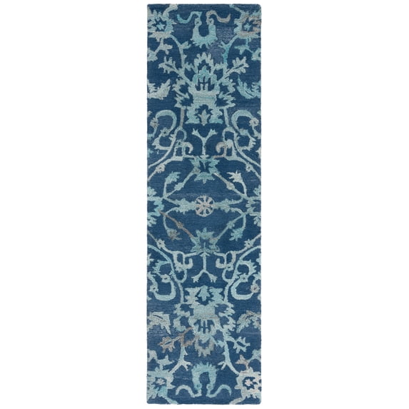 SAFAVIEH Anatolia Jamaar Floral Runner Rug, Navy, 2'3" x 8'