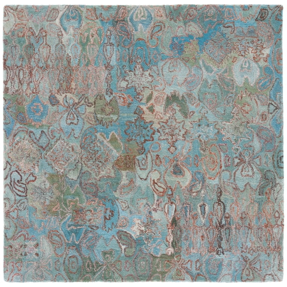SAFAVIEH Anatolia Judy Abstract Area Rug, Teal/Green, 6' x 6' Square