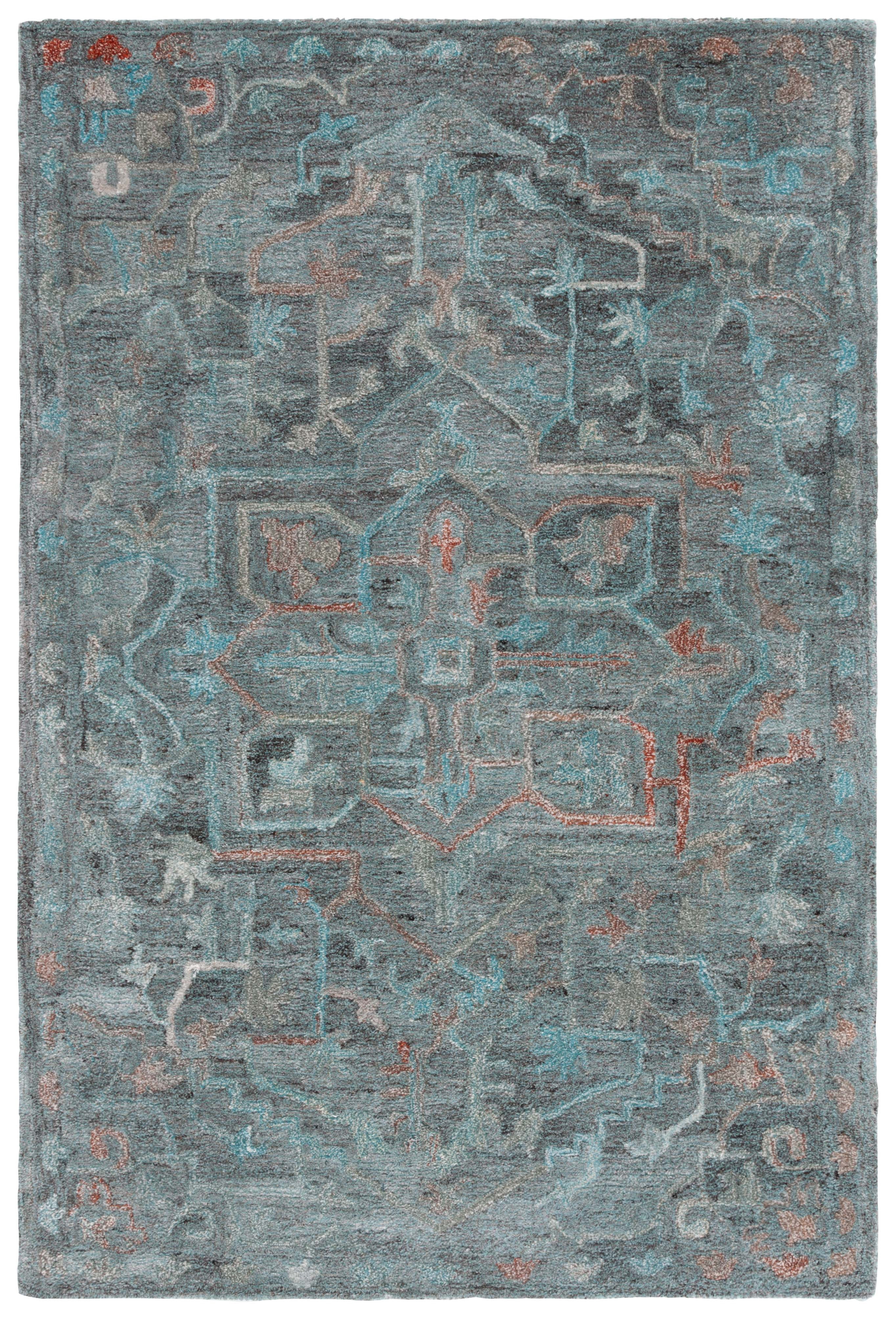 SAFAVIEH Anatolia Kimberly Distressed Area Rug, Teal/Brown, 5' x 8'