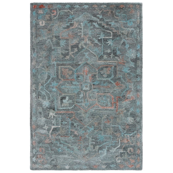SAFAVIEH Anatolia Kimberly Distressed Area Rug, Teal/Brown, 5' x 8'