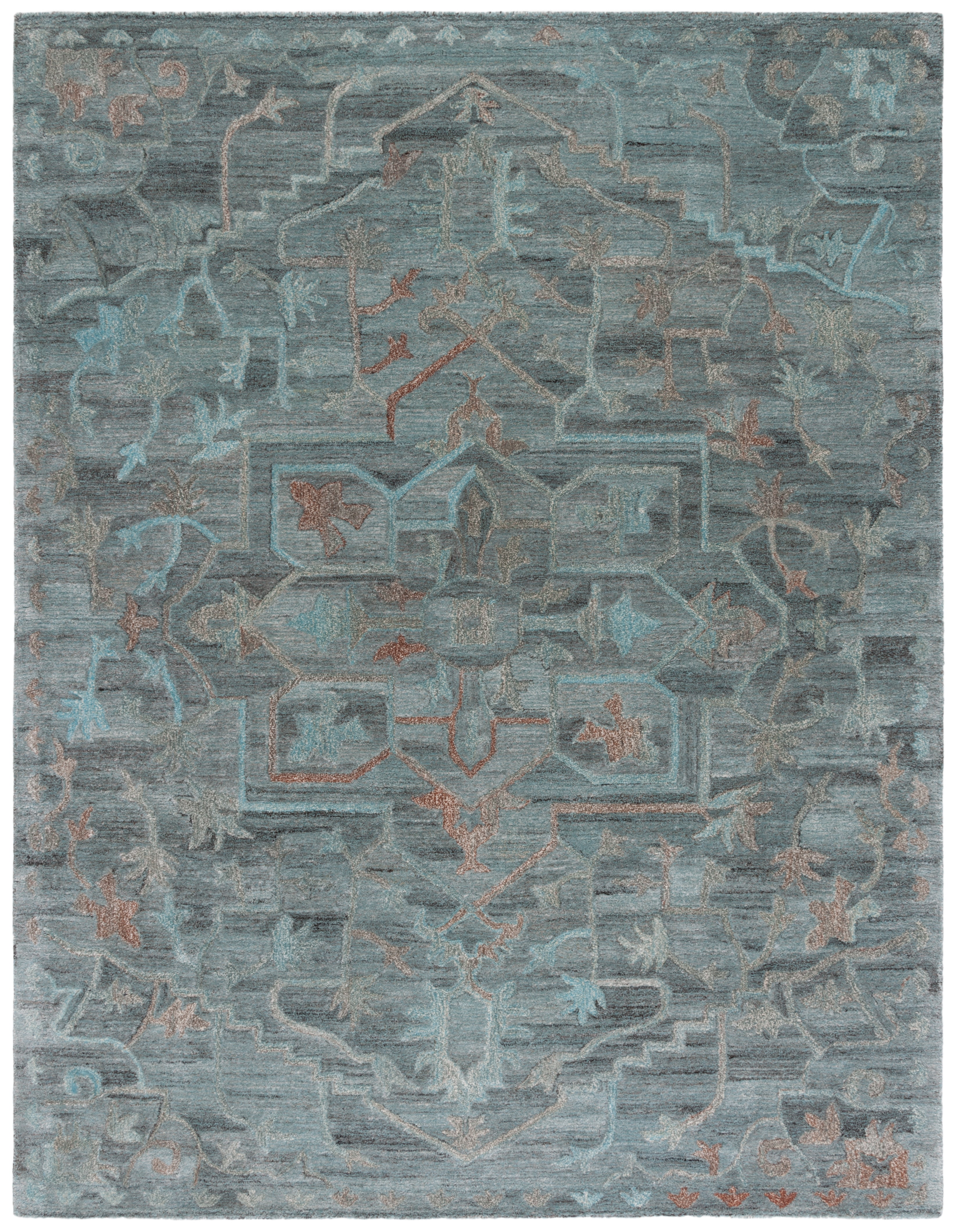 SAFAVIEH Anatolia Kimberly Distressed Area Rug, Teal/Brown, 8' x 10'