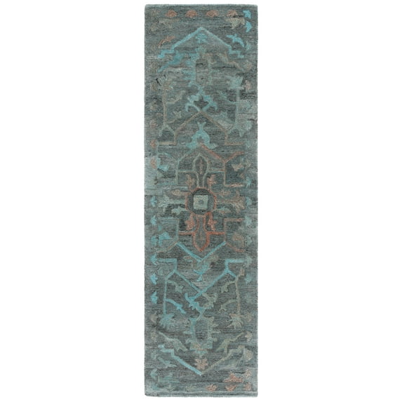 SAFAVIEH Anatolia Kimberly Distressed Runner Rug, Teal/Brown, 2'3" x 8'