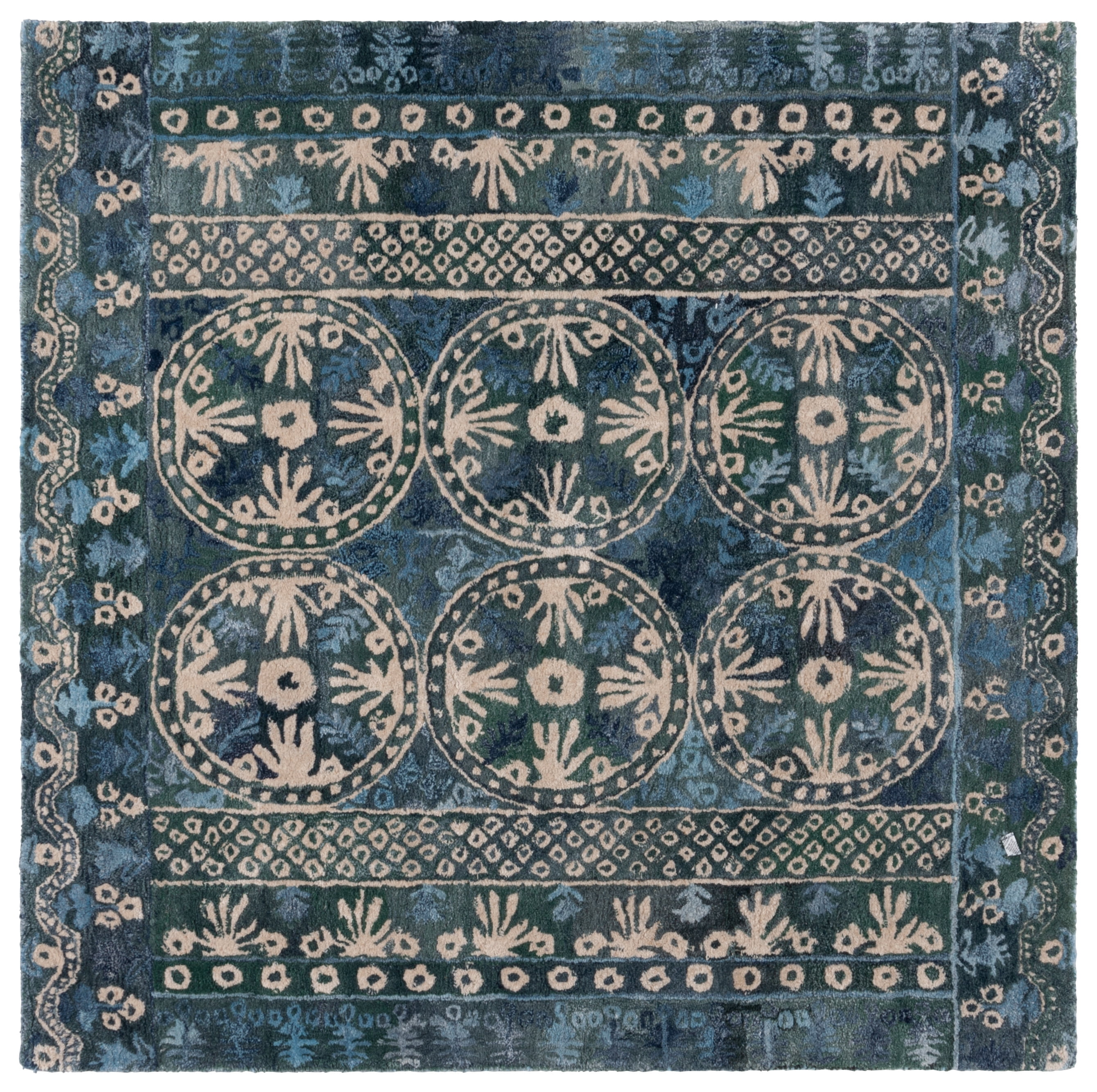 SAFAVIEH Anatolia Lucas Geometric Area Rug, Navy/Beige, 6' x 6' Square