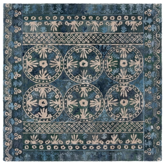 SAFAVIEH Anatolia Lucas Geometric Area Rug, Navy/Beige, 6' x 6' Square