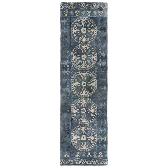SAFAVIEH Anatolia Lucas Geometric Runner Rug, Navy/Beige, 2'3" x 8'