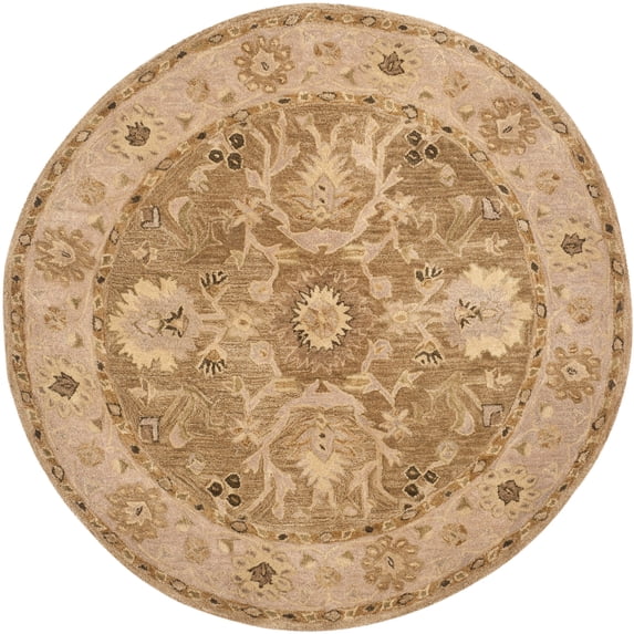SAFAVIEH Anatolia Rosalin Floral Area Rug, Tan/Ivory, 6' x 6' Round