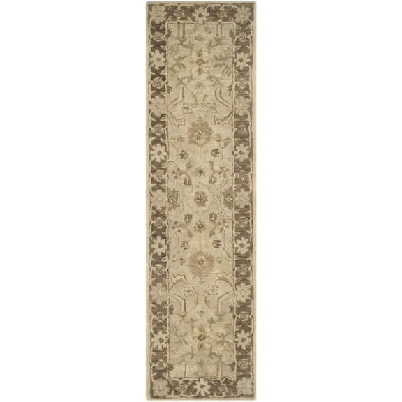 SAFAVIEH Anatolia Rosalin Floral Runner Rug, Light Grey/Dark Brown, 2'3" x 8'