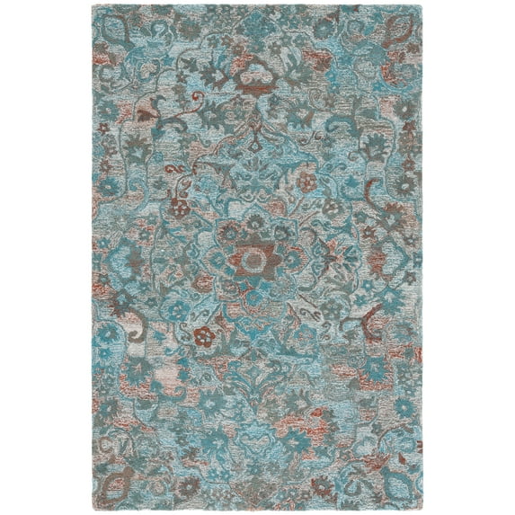 SAFAVIEH Anatolia Salome Medallion Area Rug, Turquoise/Brown, 6' x 9'