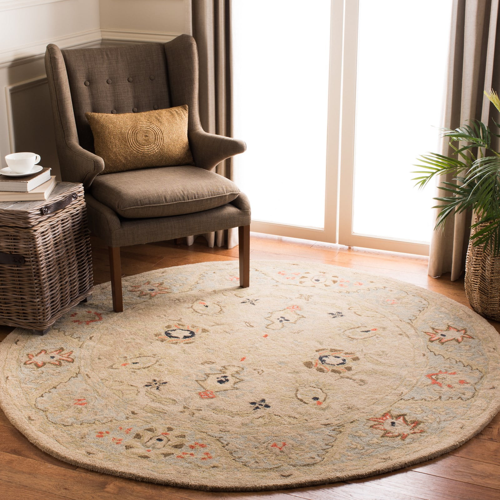 Handmade Anatolia Inspired Brown Wool 6' Round Rug