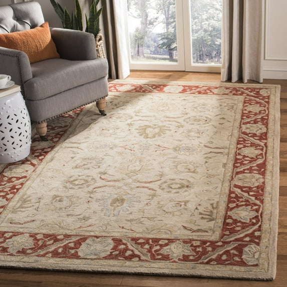 SAFAVIEH Anatolia Sammy Traditional Wool Area Rug, Taupe/Red, 4' x 6'