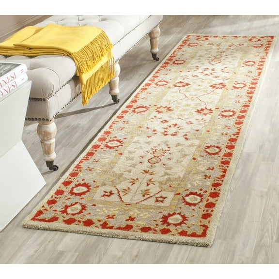 SAFAVIEH Anatolia Samson Floral Runner Rug, Ivory/Light Green, 2'3" x 8'