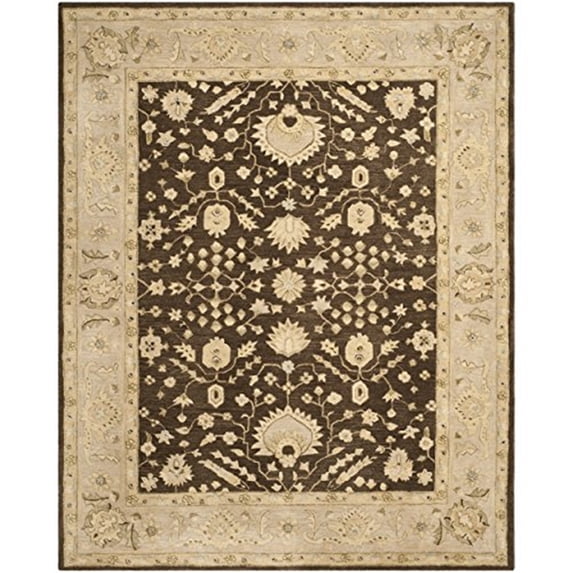 SAFAVIEH Anatolia Samuel Traditional Wool Area Rug, Chocolate/Ivory, 9' x 12'