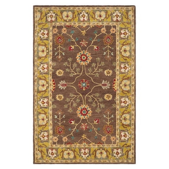 SAFAVIEH Anatolia Sandy Traditional Wool Area Rug, Brown/Gold, 5' x 8'