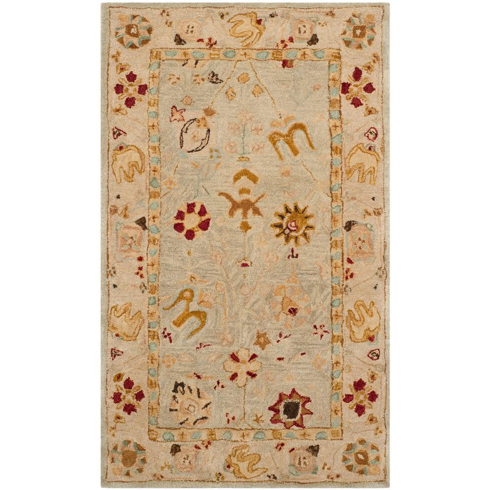 Hand-Tufted Taupe and Beige Wool Floral Area Rug 3' x 5'