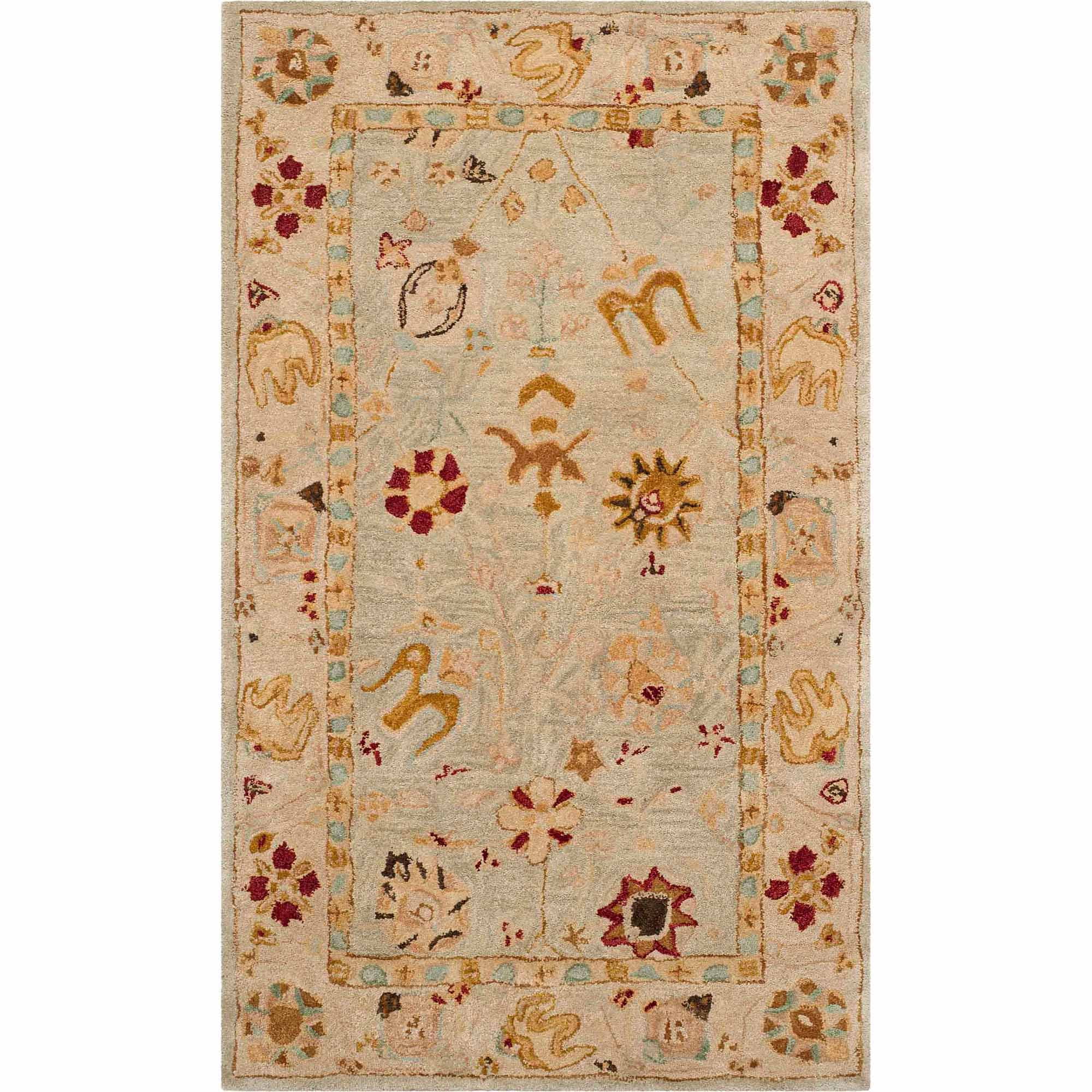 Hand-Tufted Taupe and Beige Wool Floral Area Rug 3' x 5'