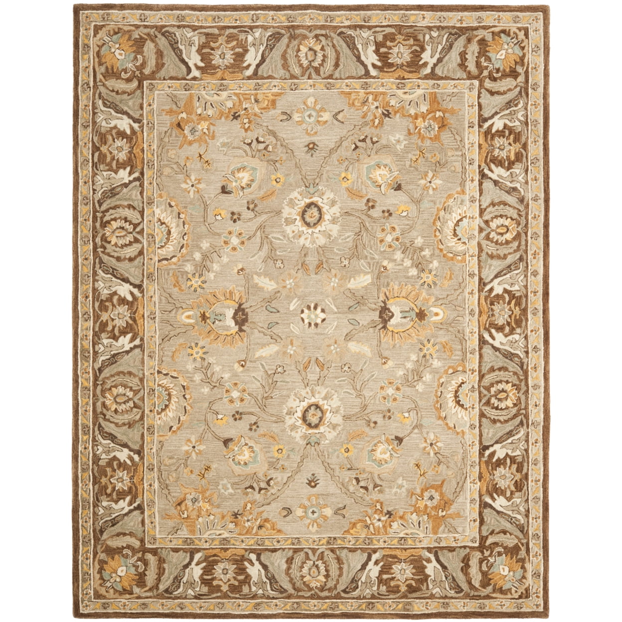 Handmade Dark Grey and Brown Wool Tufted 4' x 6' Area Rug