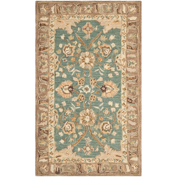SAFAVIEH Anatolia Sharon Floral Area Rug, Teal/Camel, 3' x 5'