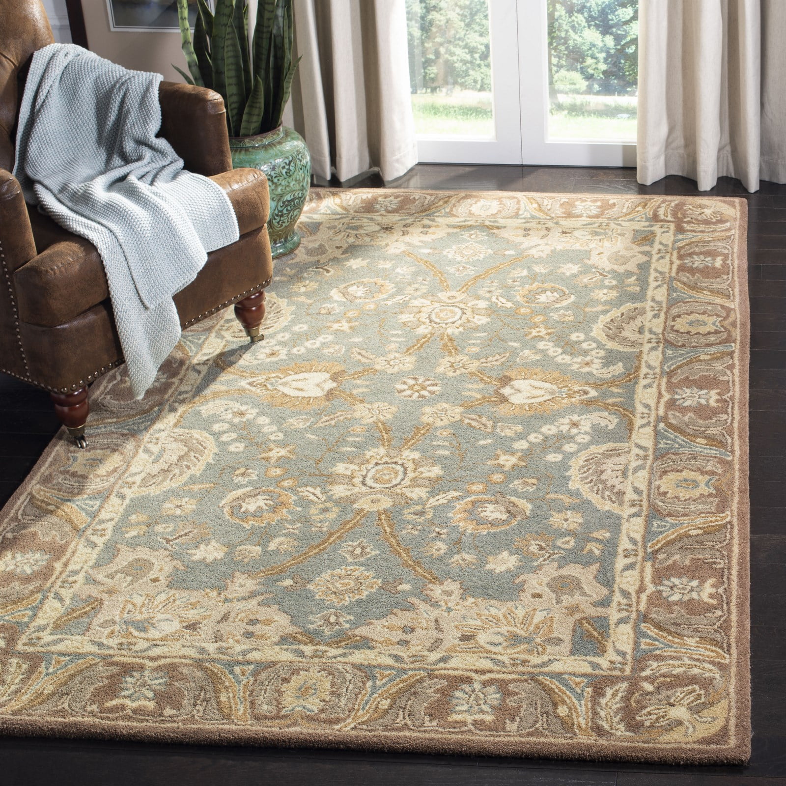 SAFAVIEH Anatolia Sharon Floral Area Rug, Teal/Camel, 5' x 8'