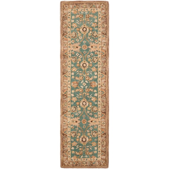 SAFAVIEH Anatolia Sharon Floral Runner Rug, Teal/Camel, 2'3" x 8'