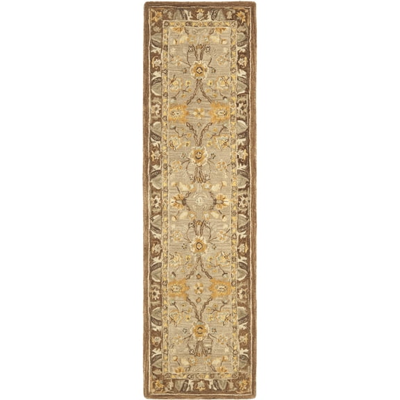 SAFAVIEH Anatolia Sharon Floral Runner Rug, Dark Grey/Brown, 2'3" x 8'