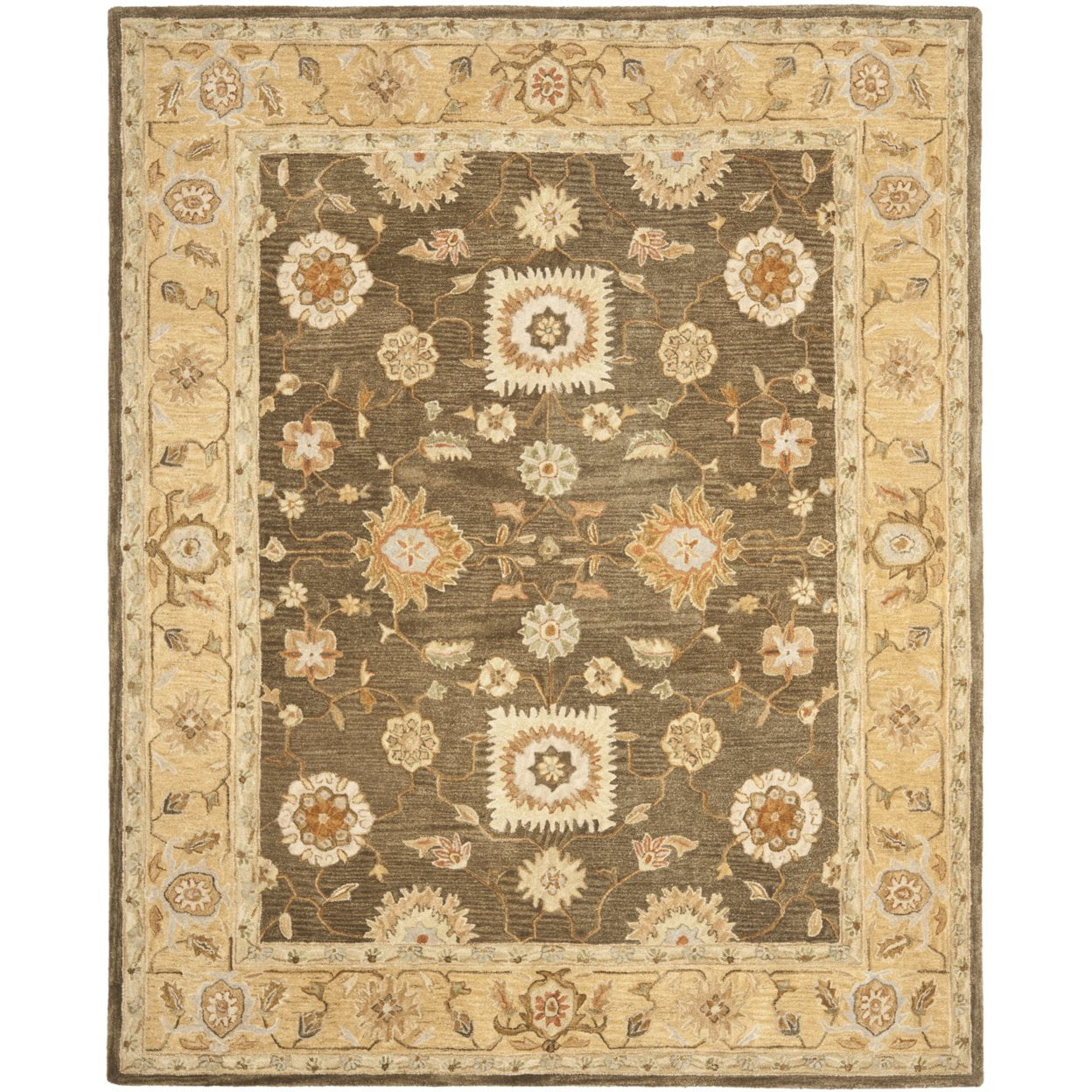 Handmade Anatolia Inspired Brown Taupe Wool Round Area Rug