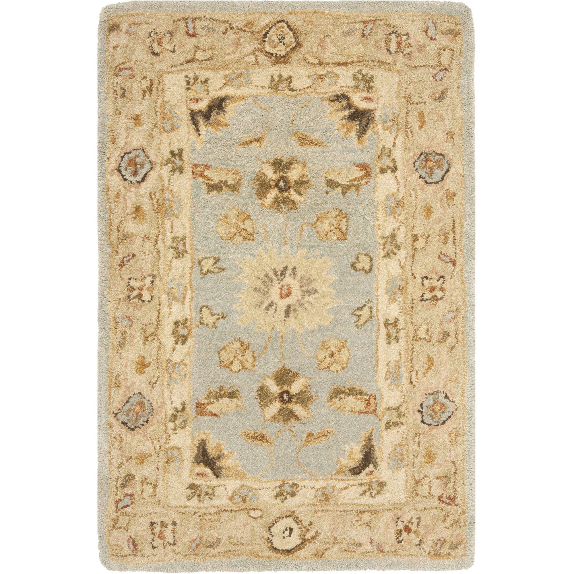 Aegean Bliss Hand-Spun Wool Rectangular Tufted Rug - Blue, 2' x 3'