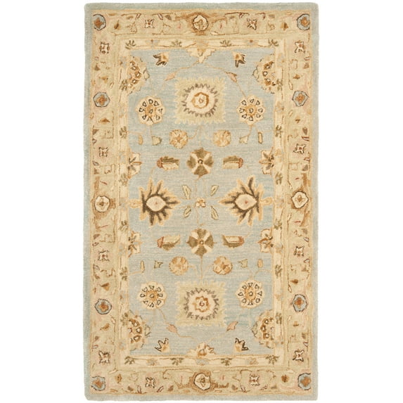 SAFAVIEH Anatolia Sherman Traditional Wool Area Rug, Light Blue/Sage, 3' x 5'