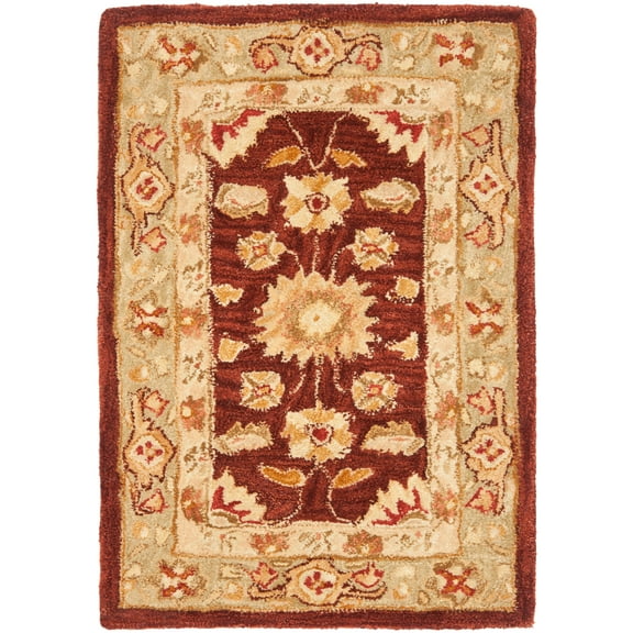 SAFAVIEH Anatolia Sherman Traditional Wool Area Rug, Red/Sage, 2' x 3'