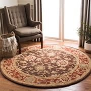 SAFAVIEH Anatolia Shirley Floral Area Rug, Olive/Rust, 4' x 4' Round