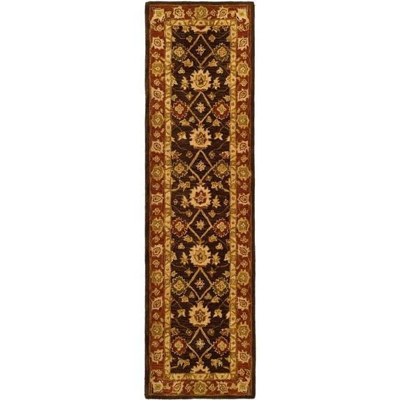 SAFAVIEH Anatolia Shirley Traditional Wool Runner Rug, Olive/Rust, 2'3" x 12'