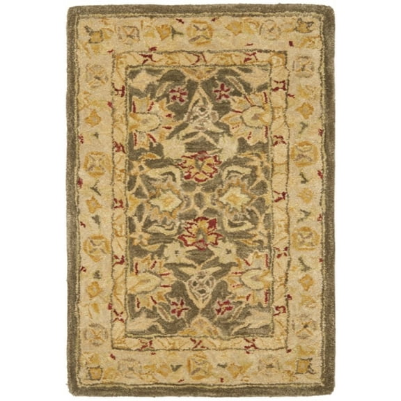 SAFAVIEH Anatolia Sierra Floral Wool Area Rug, Olive Grey/Beige, 2' x 3'