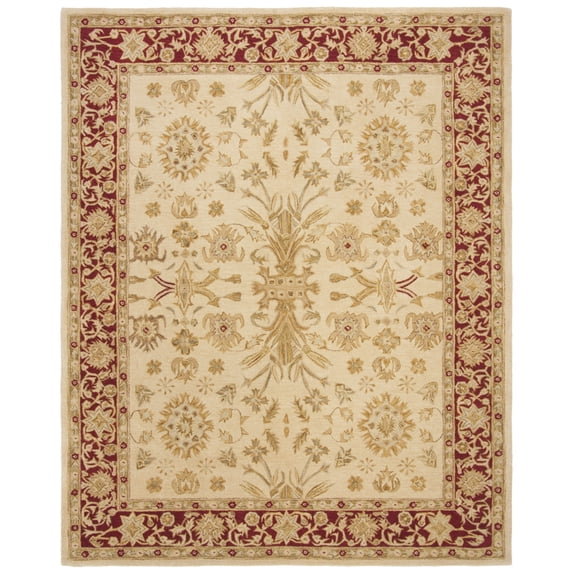 SAFAVIEH Anatolia Simon Traditional Wool Area Rug, Ivory/Red, 9' x 12'