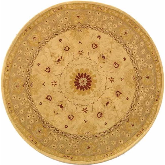 SAFAVIEH Anatolia Smith Floral Area Rug, Sand/Walnut, 6' x 6' Round