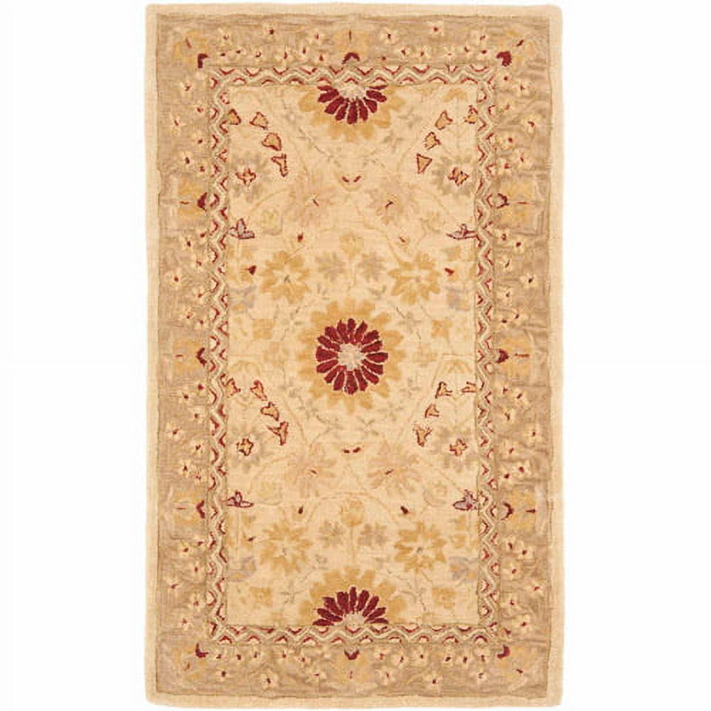 Handmade Red Tufted Wool Rectangular Area Rug 3' x 5'