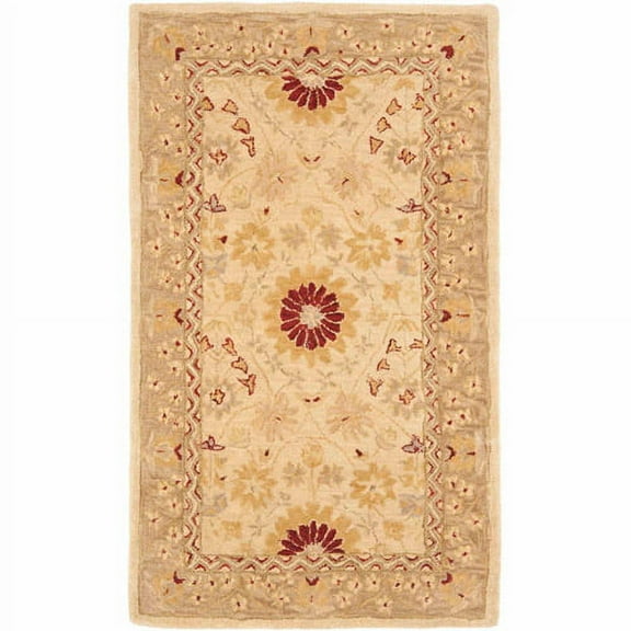 SAFAVIEH Anatolia Smith Traditional Wool Area Rug, Sand/Walnut, 3' x 5'