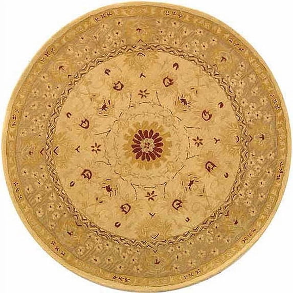 SAFAVIEH Anatolia Smith Traditional Wool Area Rug, Sand/Walnut, 4' x 4' Round